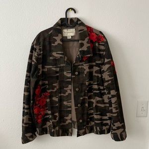 Anthropology Camo Embroidered jacket